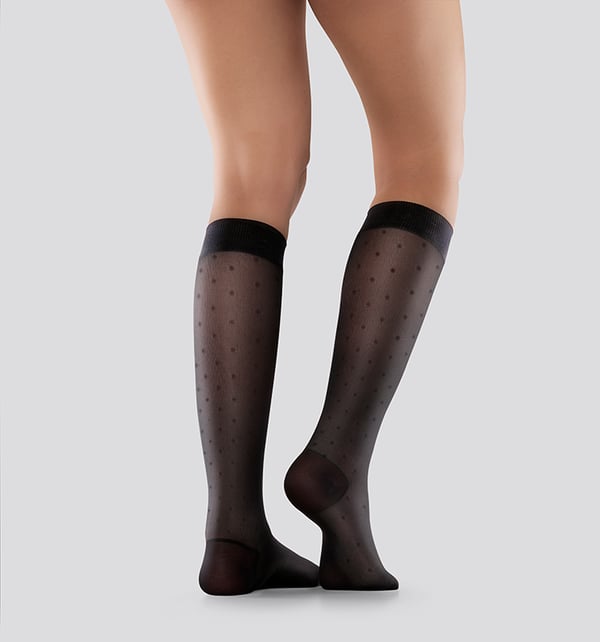 Mabs-Compression-Socks-Nylon-Knee-Dotted-Black-S-XL